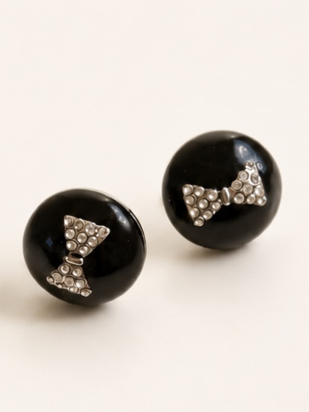 Parisian Chic Black Bow Stud Earrings ✨